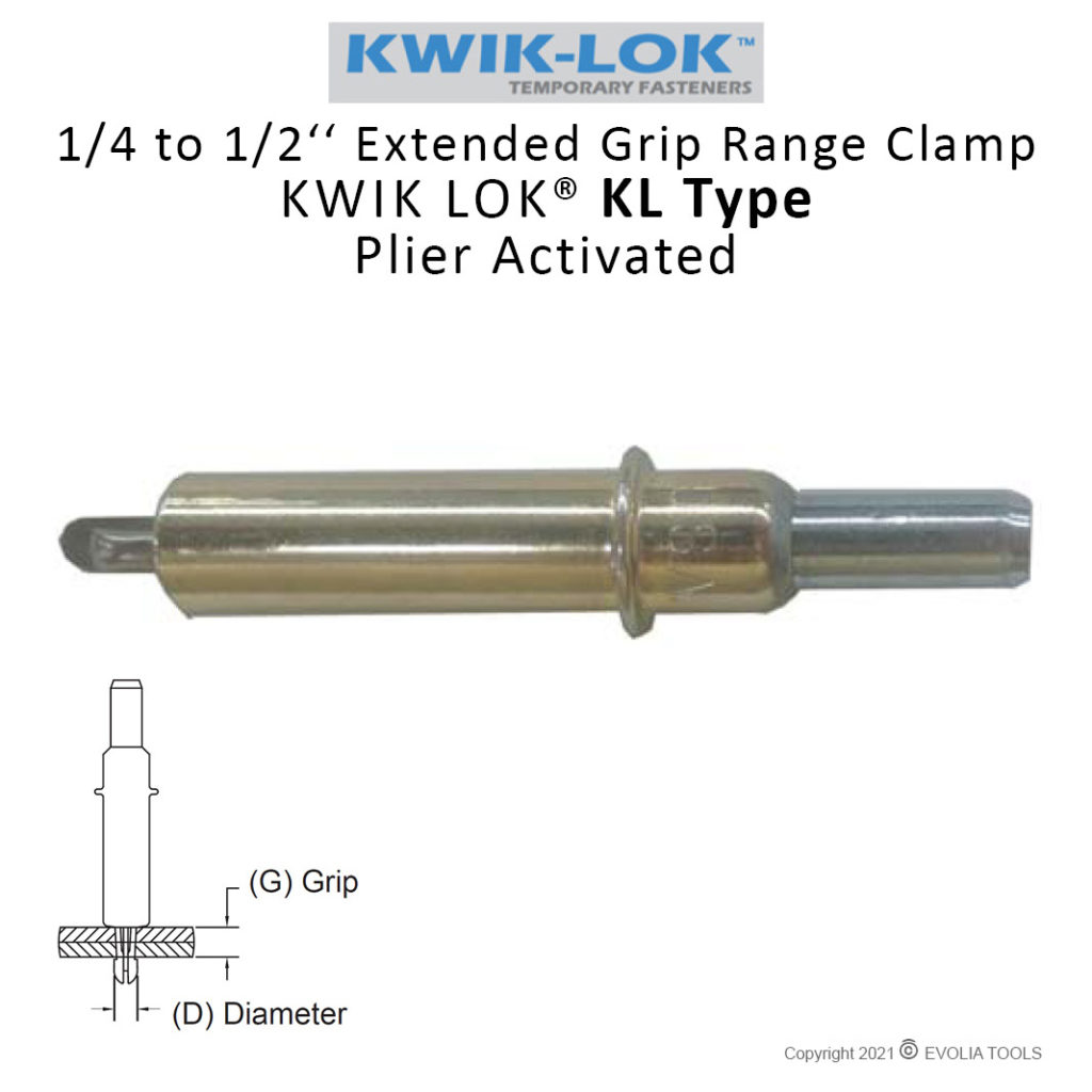 KWIK LOK EXTENDED GRIP RANGE CLAMPS KL CLECO TYPE Evolia Tools